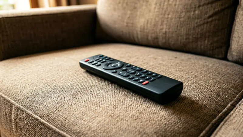 TV remote placed under the cushion of a sofa