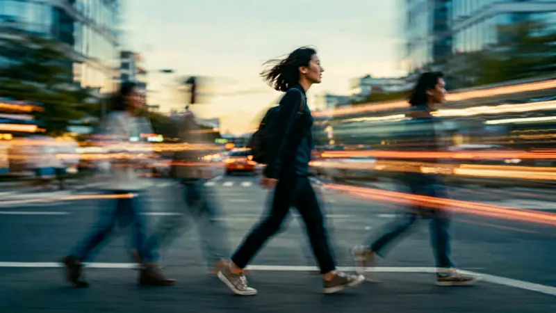 Abstract representation of time passing with blurred motion lines