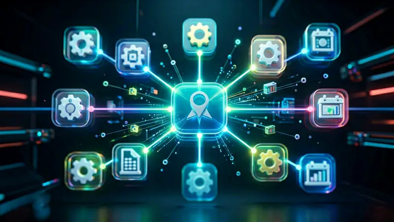abstract digital network connection icons