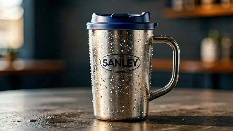 Closed Stanley cup with condensation on side