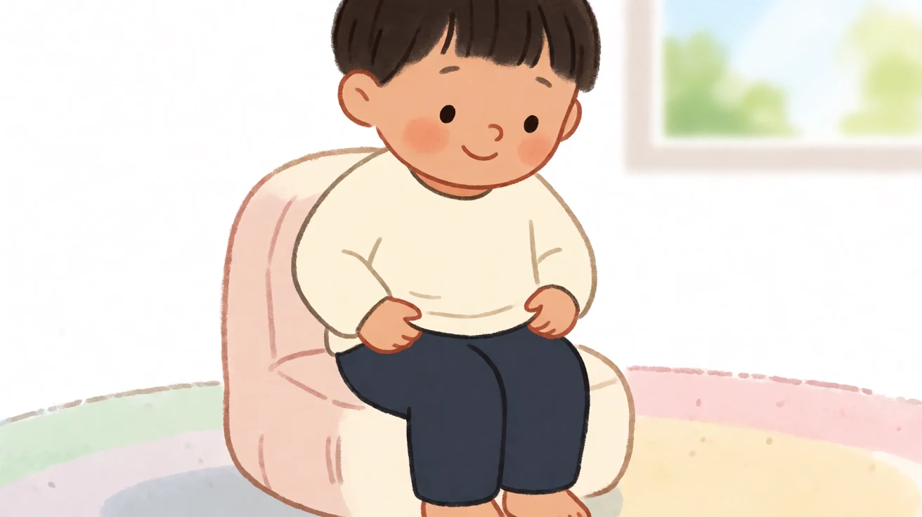 A person adjusting comfortable clothing and seating to reduce everyday physical discomfort