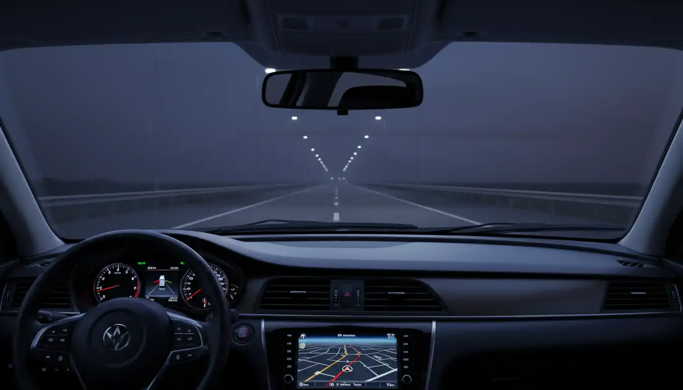 Clean car windshield view at night with no glare