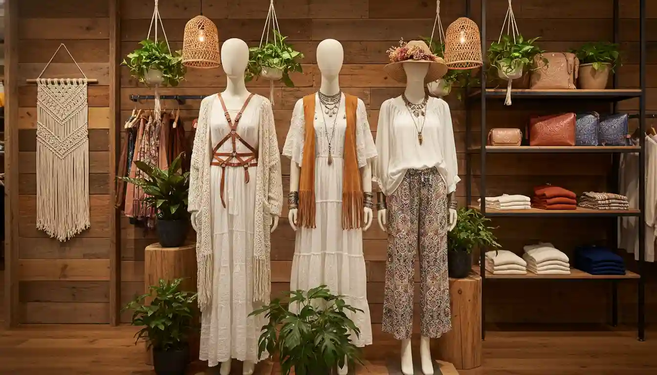 Free People store display shopping alone