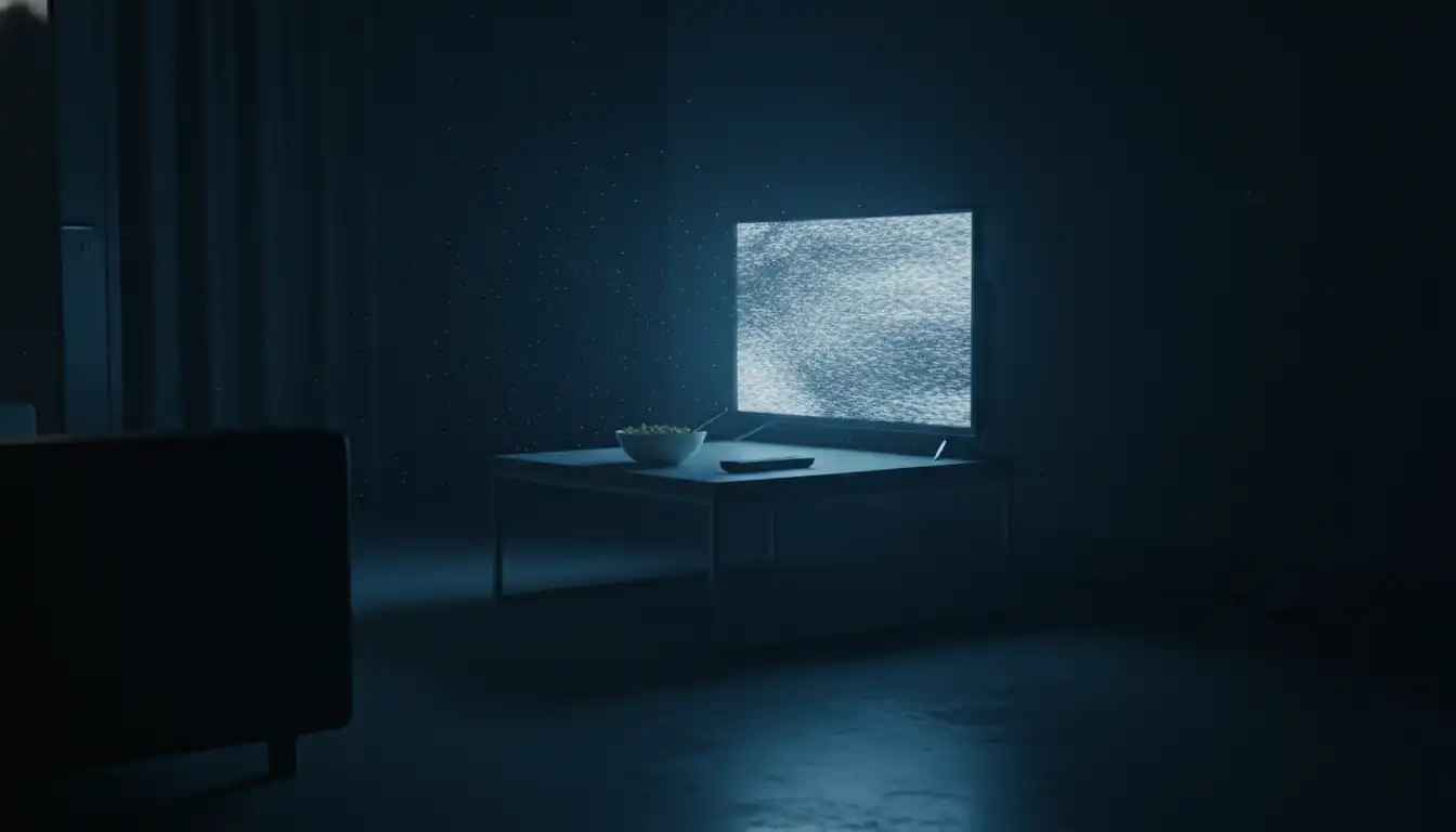 Person bored while watching TV show re-run